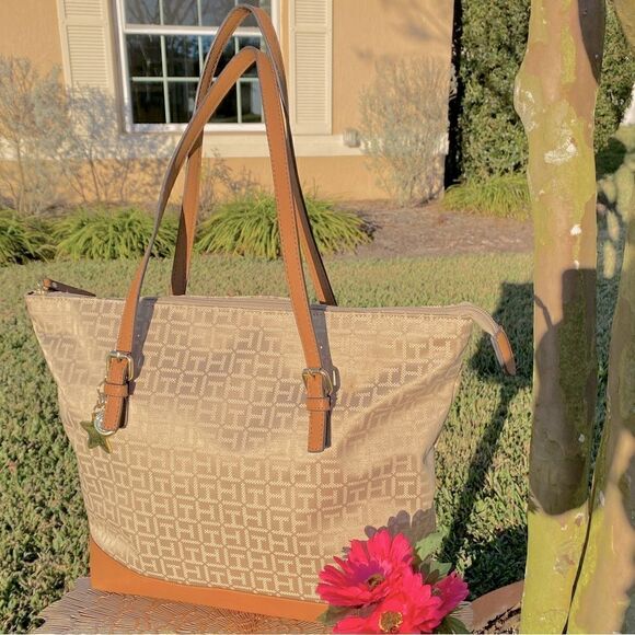 NEW TOMMY HILFIGER SIGNATURE LOGO DOUBLE STRAP TOTE - Picture 7 of 16